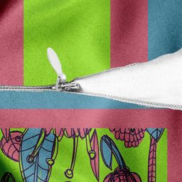 HOUZZCODE Green & Pink Set of 2 Floral Square Cushion Covers image 4