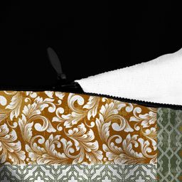 HOUZZCODE Set of 2 Green & Cream-Coloured Floral Square Cushion Covers image 2