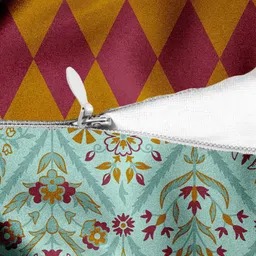 HOUZZCODE Sea Green & Red Set of 2 Floral Square Cushion Covers image 2
