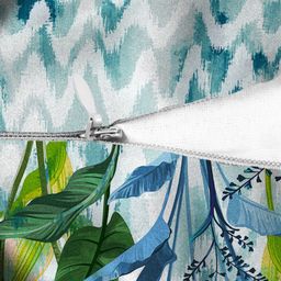 HOUZZCODE Blue & Green Set of 2 Floral Square Cushion Covers image 2