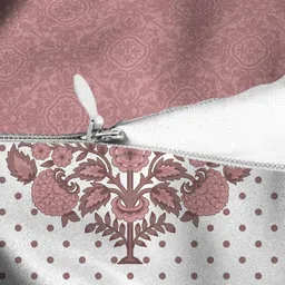 HOUZZCODE Set of 2 Peach-Coloured & White Ethnic Motifs Square Cushion Covers image 3