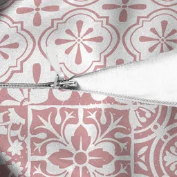 HOUZZCODE White & Peach-Coloured Set of 2 Ethnic Motifs Square Cushion Covers image 4