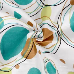 Divine Casa Emerald White Abstract Cotton 144 TC King Bedsheet with 2 Pillow Covers image 3