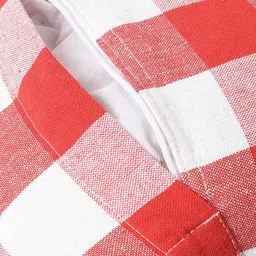 Lushomes Red & White Set of 2 Checked Cotton Square Cushion Covers image 5