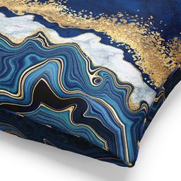 BIANCA Navy Blue & Gold-Toned Set of 2 Abstract Square Cushion Covers image 3