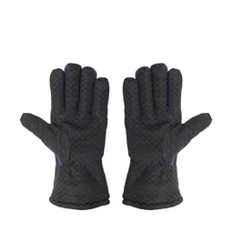 FabSeasons Dark Blue Solid Faux Fur Thermal Lining Winter Gloves-42