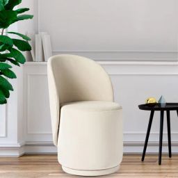 casacraft from pepperfry Hanu Velvet Barrel Chair In Off White Colour-picture-45