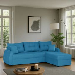 mintwud from pepperfry Indigo LHS Fabric 6 Seater Sectional Sofa In Pacific Blue Colour-picture-19