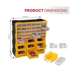Alkon Component Organiser – Aco9B30D with 9 Bins And 30 Drawers,Yellow image 2