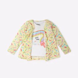 Printed Round-Neck T-Shirt with Shrug-image-56