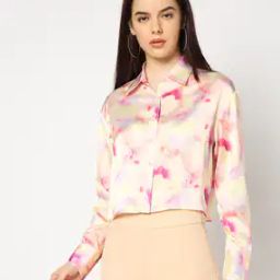 Women Ombre-Dyed Relaxed Fit Crop Shirt-image-8