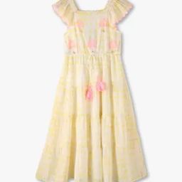 Girls Lurex Georgette Fit & Flare Midi Dress with Tassels-image-14