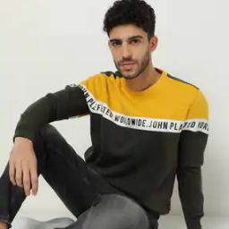Colourblock Slim Fit Crew-Neck Sweatshirt-image-92