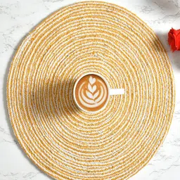 Homefab India Set Of 4 Mustard Yellow Solid Cotton Table Placemats-25