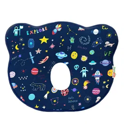 OyO Baby Infants Navy Blue & Yellow Sky Print Memory Foam Head Shaping Cotton Baby Pillow-37