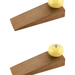 Indianshelf Brown & Yellow 2 Pieces Wood Crackle Door Stopper-picture-10