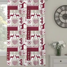 OASIS Red and White Printed Window Curtain-5
