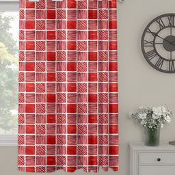 OASIS Red and White Geometric Printed Window Curtain-image-69