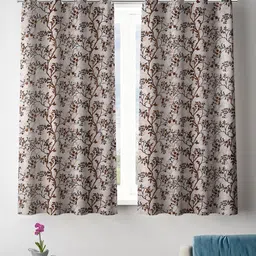 ROMEE Brown & Black 2 Pieces Floral Room Darkening Window Curtains-image-41