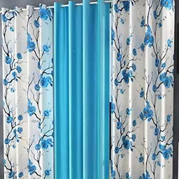 Shopgallery Blue & White 3 Pcs Floral Room Darkening Window-image-72