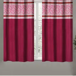 Aura Maroon & White 2 Pcs Ethnic Motifs Printed Window Curtain-10