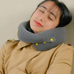 MOKOBARA Grey Memory Foam Filled Cotton Breathable Travel Pillow image 2
