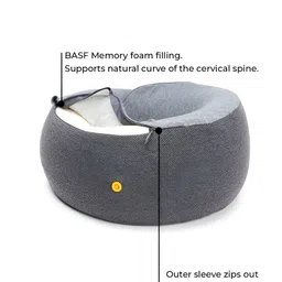 MOKOBARA Grey Memory Foam Filled Cotton Breathable Travel Pillow image 3