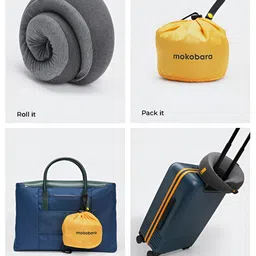 MOKOBARA Grey Memory Foam Filled Cotton Breathable Travel Pillow image 4