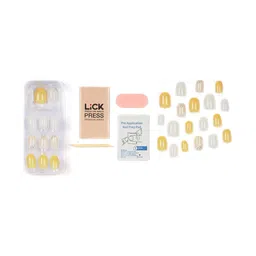 LICK Set Of 30 Reusable Artificial Press On Nails - Pastel Yellow image 5
