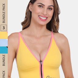 Amour Secret Pack Of 3 Lightly Padded & Non-Wired Seamless Workout Bra-image-84