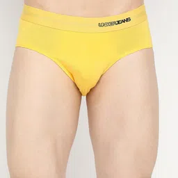UnderJeans by Spykar Men Yellow Solid Brief-image-61