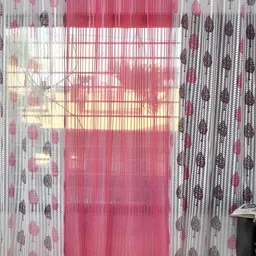 COMFY HOME Pink & White 3 Pieces Ethnic Motifs Sheer Window Curtains-82