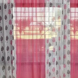 COMFY HOME Pink & White 4 Pieces Floral Sheer Window Curtains-36