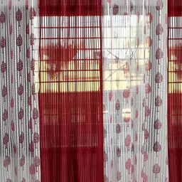 COMFY HOME Maroon & White 4 Pieces Floral Sheer Window Curtains-37