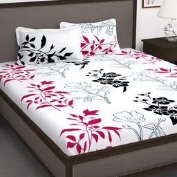Story@home White Cotton 210 TC 1 King Double Bedsheet with 2 Pillow Covers-image-99