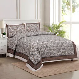 Kuber Industries Purple Ethnic Motifs 160 TC Cotton King Bedsheet with 2 Pillow Covers-image-45