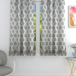 THE CONVERSION Coffee Brown Set of 2 Floral Room Darkening Window Curtain-17