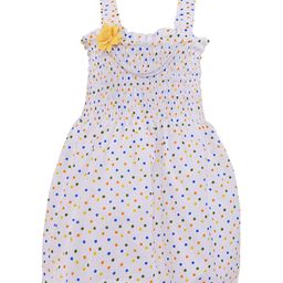 Wish Karo Girls White & Yellow Smocked A-line Dress-image-54