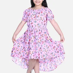 StyleStone Pink & Red Floral Midi Dress-image-63