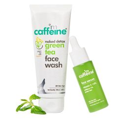 MCaffeine Set Of Green Tea Face Wash 100ml & 15% Vitamin C Face Serum 30ml-60