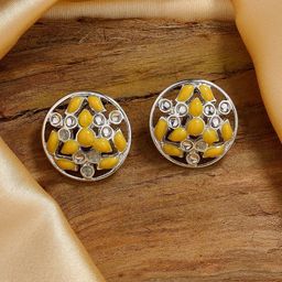 Estele Rhodium-Plated Circular Studs Earrings-33