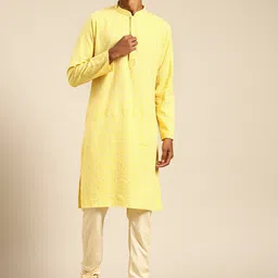 KISAH Mandarin Collar Regular Cotton Straight Kurta-image-91