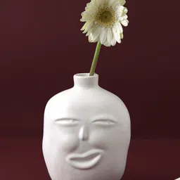 TAYHAA White Face Shape Ceramic Flower Vase With Narrow Neck-image-68