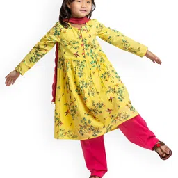 My Little Lambs Girls Quirky Printed Pure Cotton A-line Kurta With Salwar & Dupatta-image-53