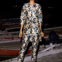 Dash and Dot Floral Printed Round Neck Shirt With Trousers-image-68