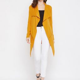Hypernation Women Yellow Cotton Knitted  Shrug-30