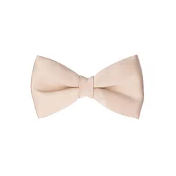 The Tie Hub Men Cream Solid Silk Bow Tie-image-88