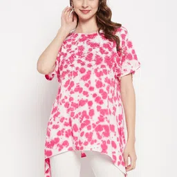 BAESD Tie & Dye Dyed Flared Sleeves Asymmetric Longline Top-image-22