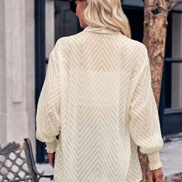 StyleCast Off White Self Design Open Front Shrug image 5