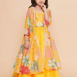 Bitiya by Bhama Girls Floral Printed Ready to Wear Lehenga & Blouse With Shrug-picture-50